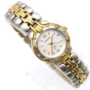 Fossil F2 Watch Womens Multi Toned Stainless Steel Classic White Quartz Dial